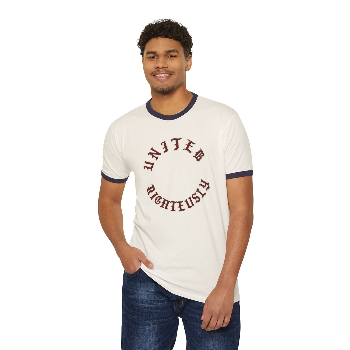 United Righteously Cotton Ringer T-Shirt (Navy)