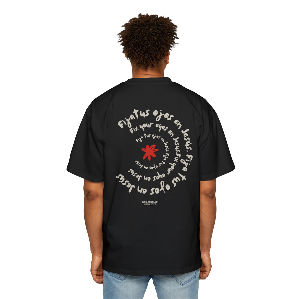 Men's Heavy Oversized Tee Spanish Fija tus ojos en Jesús