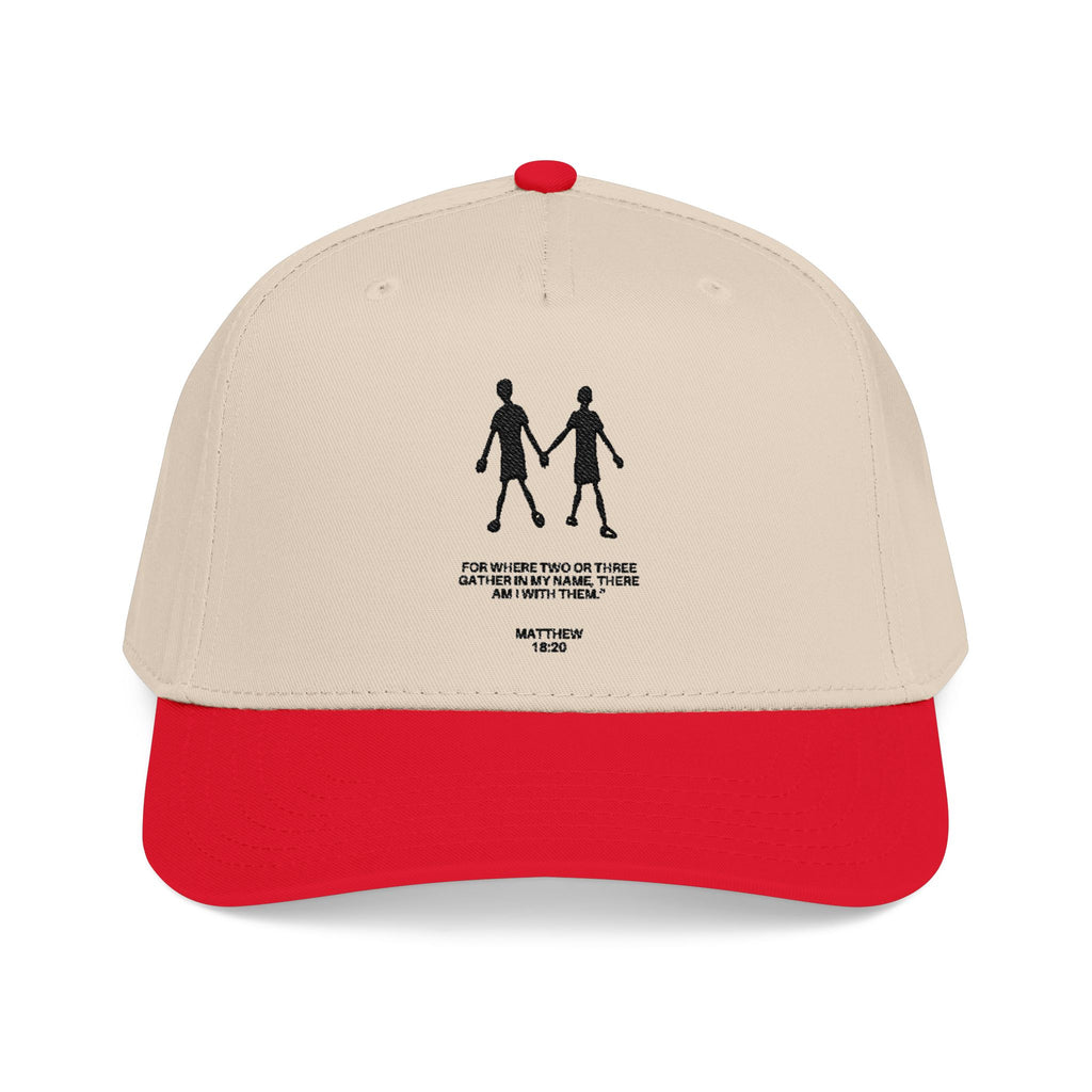 Baseball Cap, Matthew 18:20 - Red/ Natural