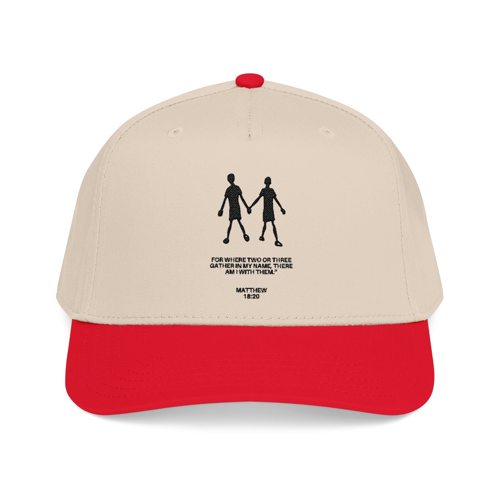 Baseball Cap, Matthew 18:20 - Red/ Natural