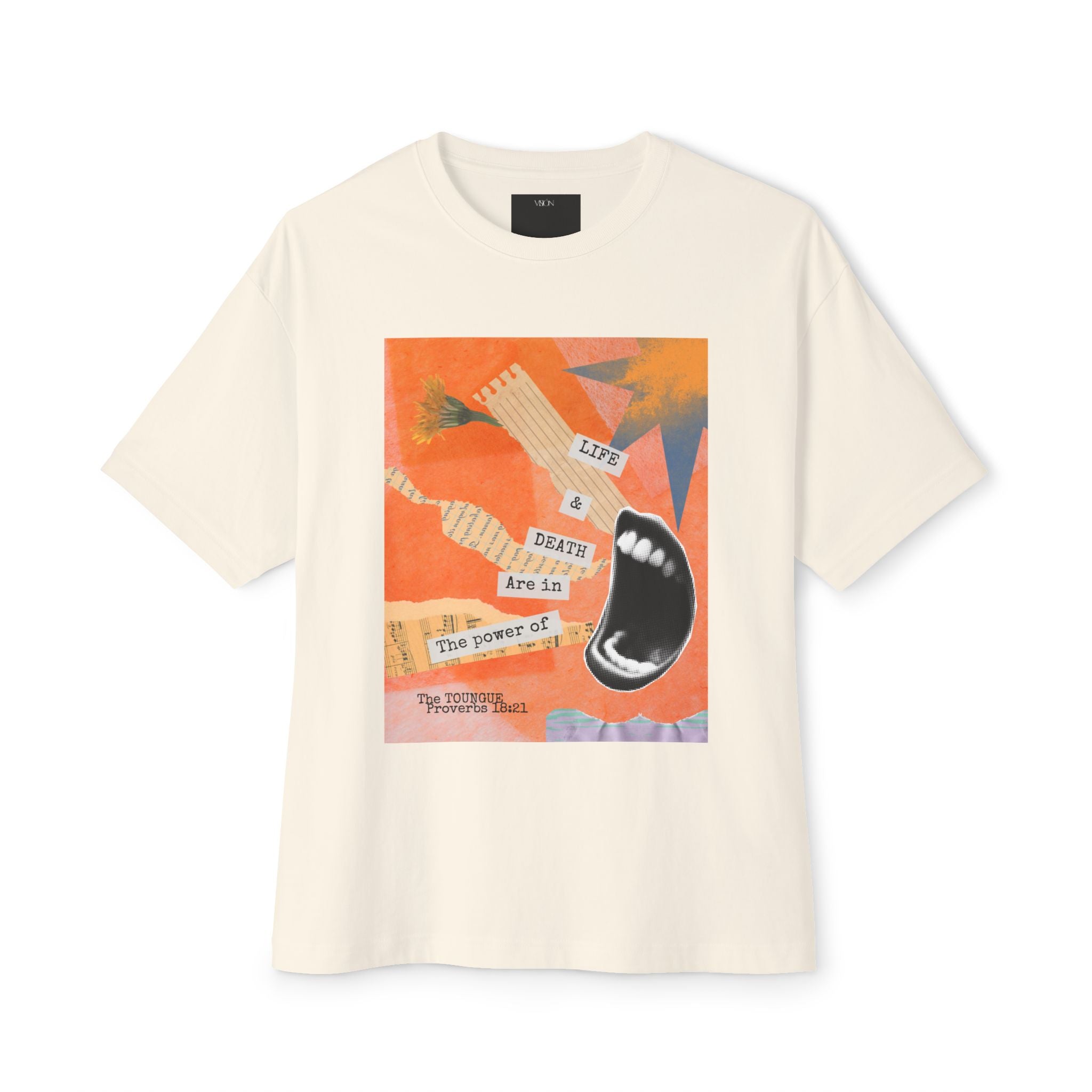 Graphic Tee — 'Life & Death Are In The Power Of...' Oversized Boxy T-Shirt Unisex