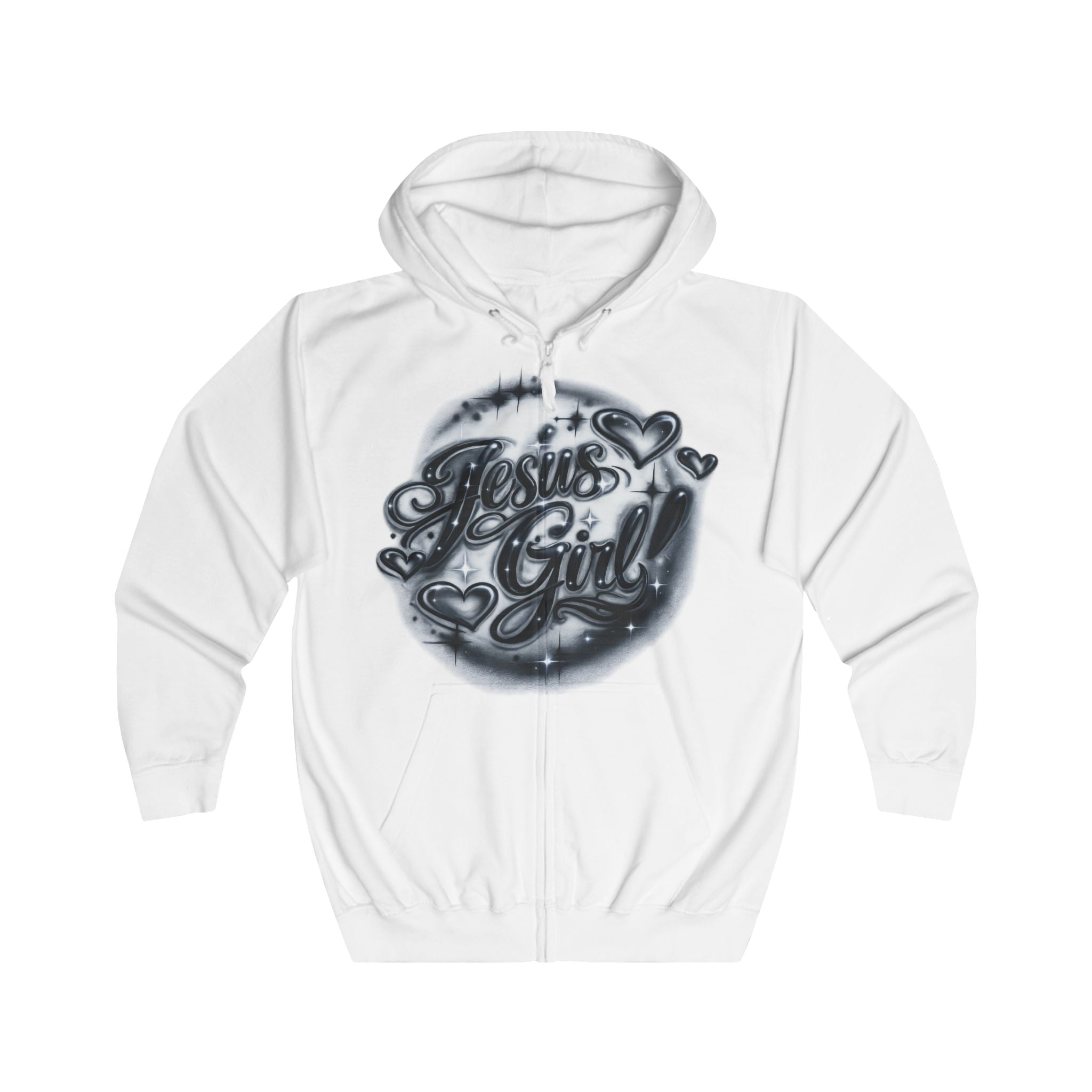 Jesus Girl Vintage Airbrush Zip Hoodie
