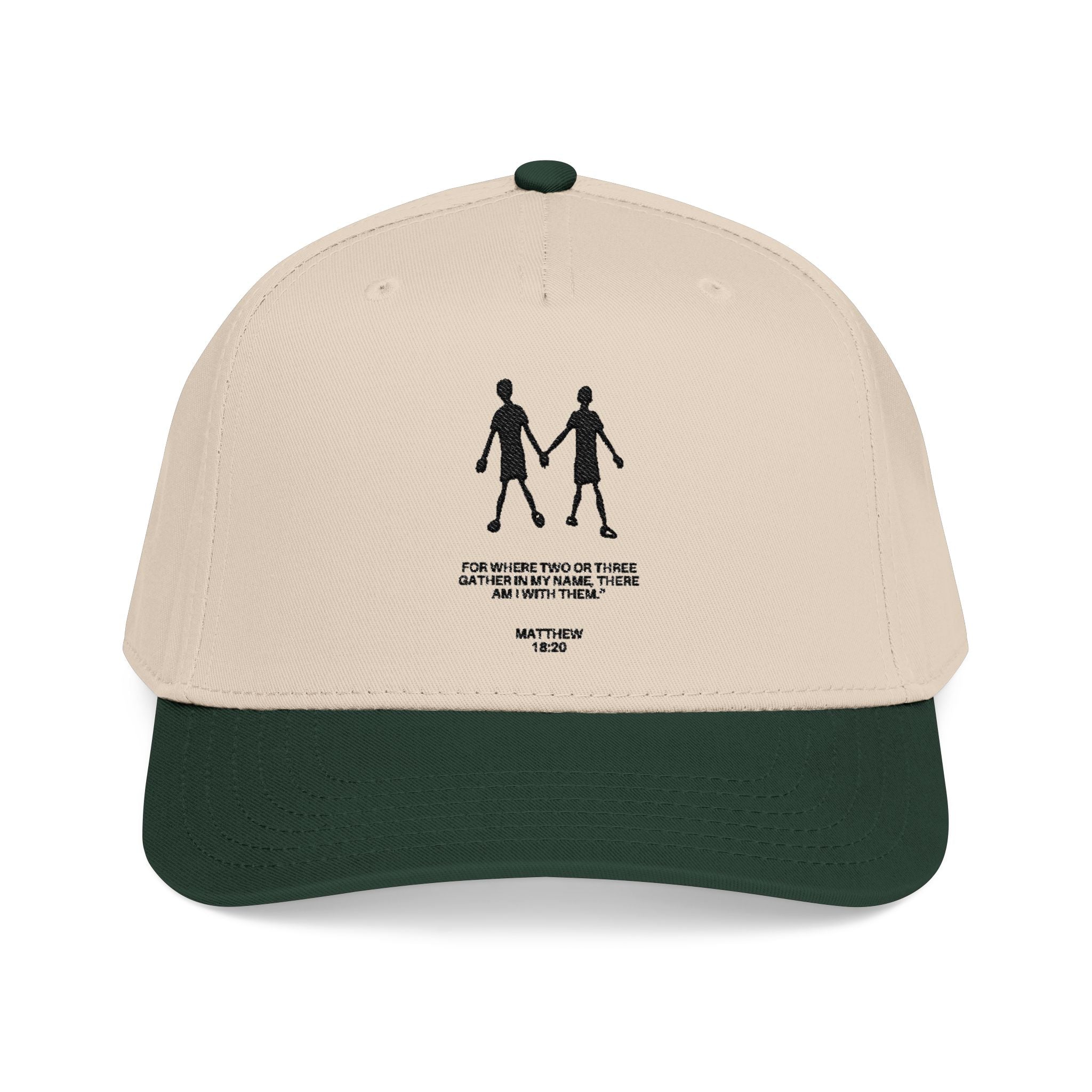 Baseball Cap, Matthew 18:20 - Green/Natural