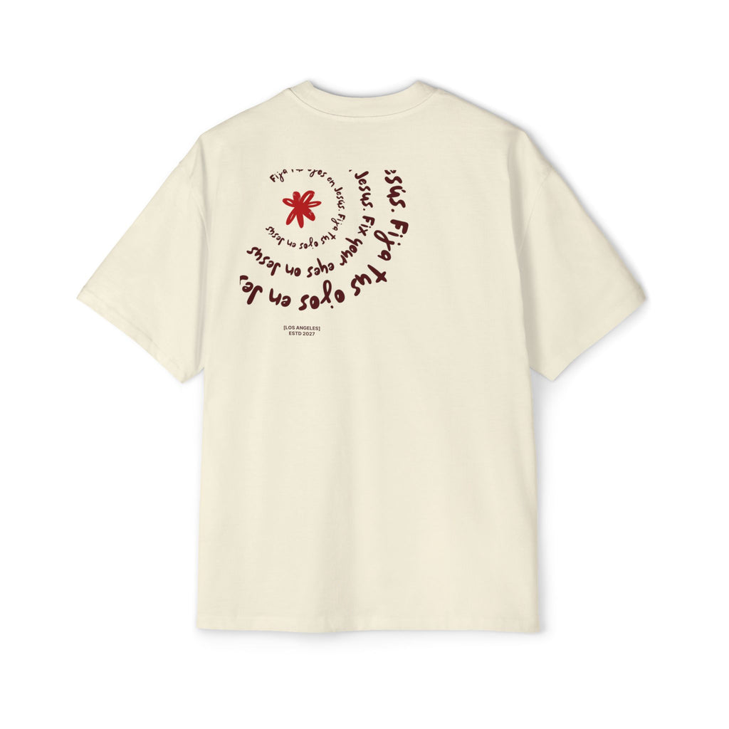 Men's Heavy Oversized Spanish Tee Fija tus ojos en Jesús
