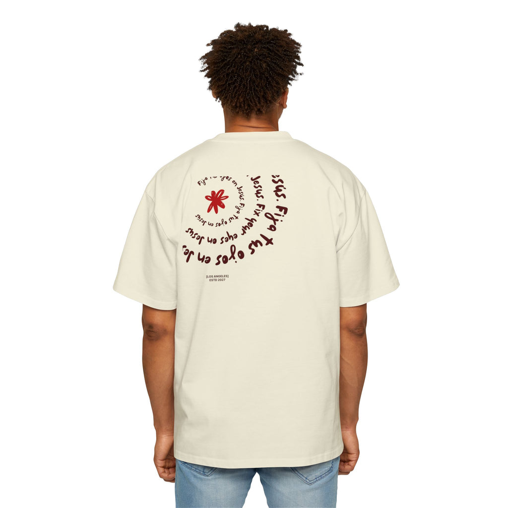 Men's Heavy Oversized Spanish Tee Fija tus ojos en Jesús