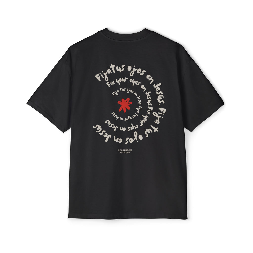 Men's Heavy Oversized Tee Spanish Fija tus ojos en Jesús