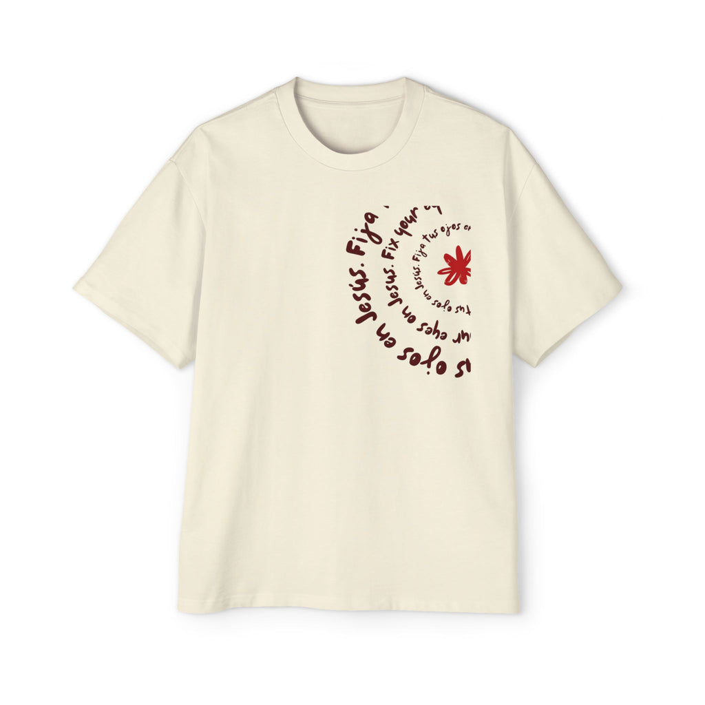 Men's Heavy Oversized Spanish Tee Fija tus ojos en Jesús