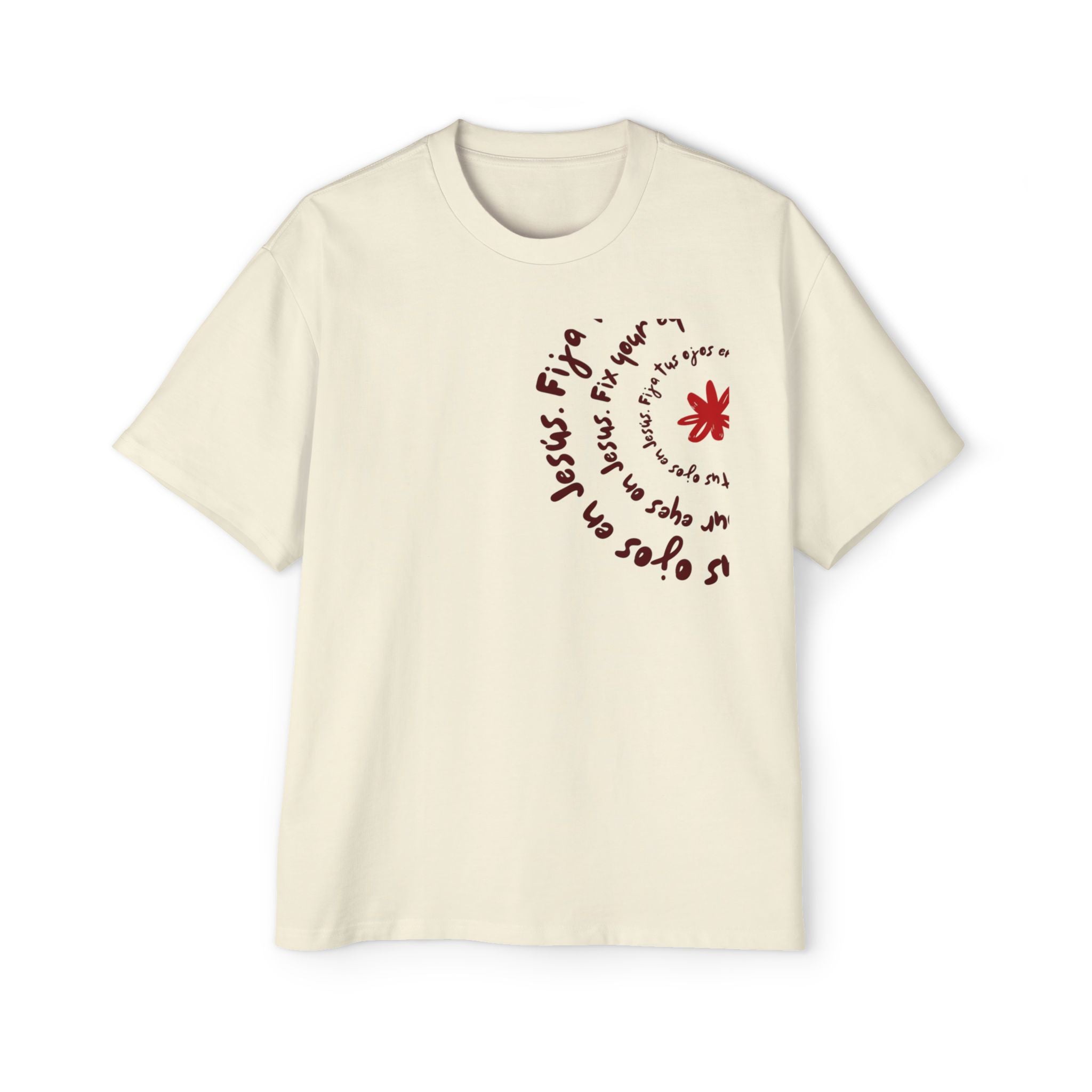 Men's Heavy Oversized Spanish Tee Fija tus ojos en Jesús