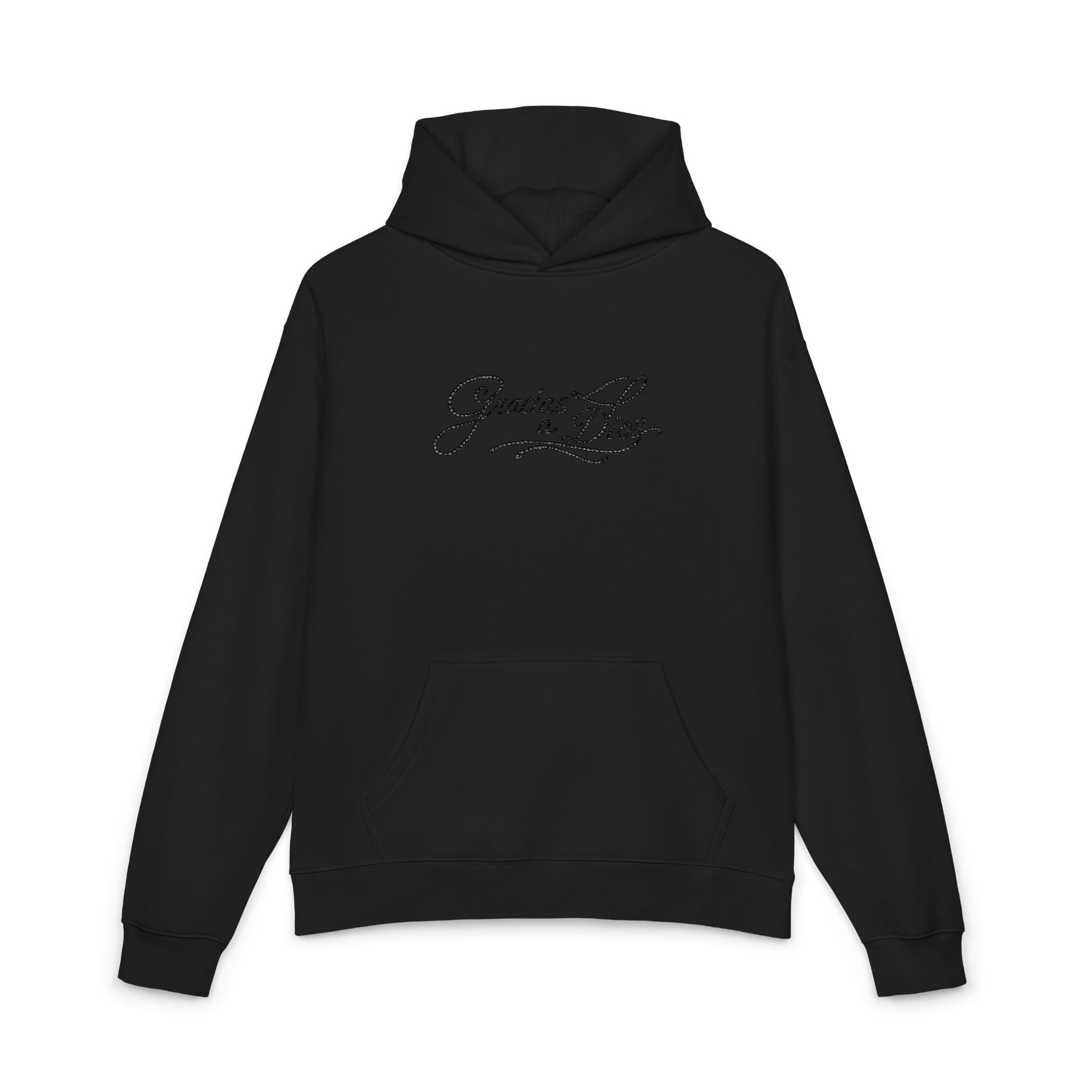 Gracias a Dios Embroidered Relaxed Hoodie Black
