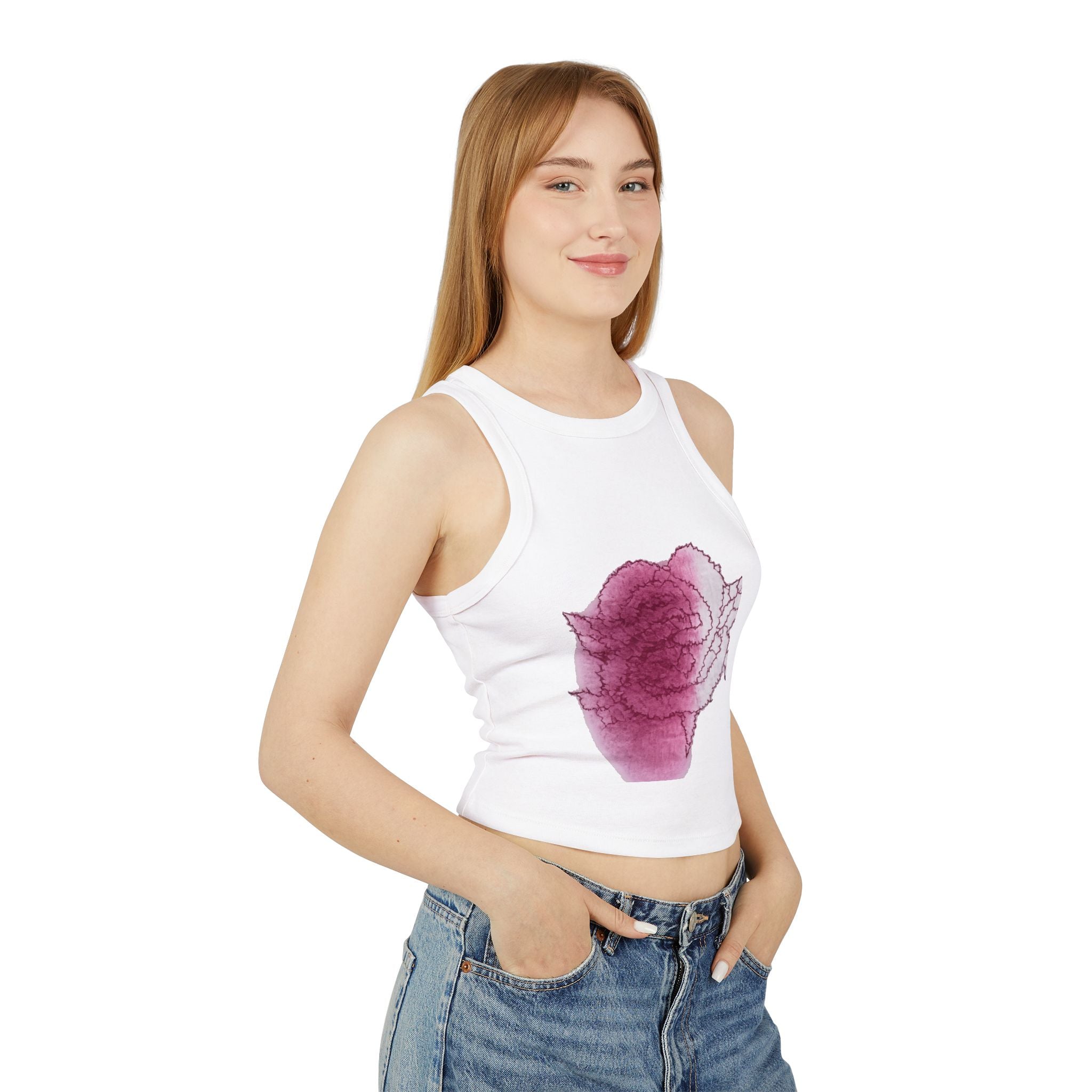 Splash Magenta Painted Cross Women's Racer Tank Top