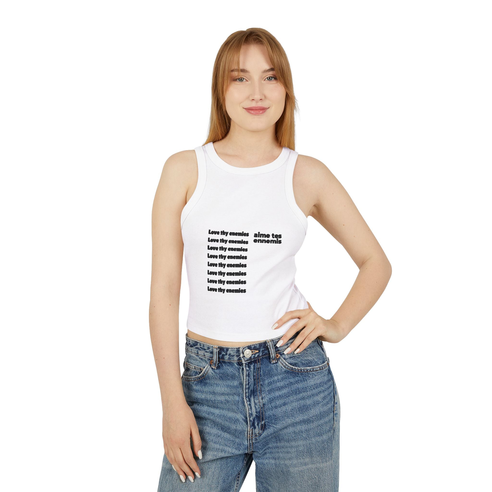 Love your enemies Women's Racer Tank Top